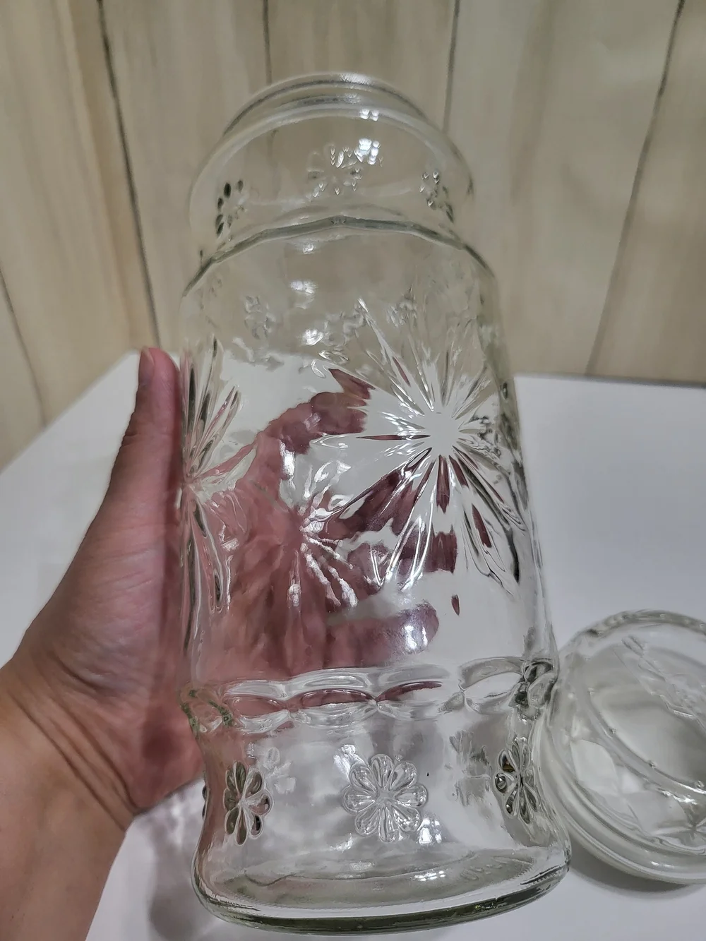 Anchor Hocking Planters Peanut Jars. Clear Glass Storage Jars with Lids